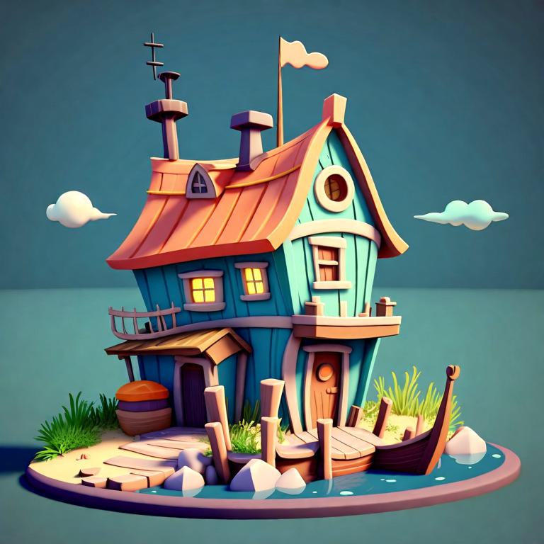 Fisherman House, cute, cartoon, blender, stylized.jpg