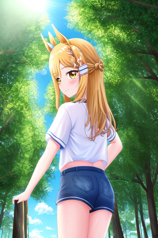 "<wd135-itscalling-mob-umamusume> horse ears horse tail horse girl, running outdoors park, white t-shirts black shorts, morning sunlight, pov from side looking at viewer cowboy shot, [bad anatomy, bad hands, bad perspective, bad proportions, blurry, censored, cropped, error, extra arms, extra ears, fewer digits, jpeg artifacts, lowres, multiple legs, out of frame, poorly drawn]" -s 64 -S 821696414 -W 512 -H 768 -C 10 -A k_dpmpp_2